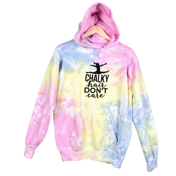 Gymnastics Tie-Dye Thick Cotton Hoodie CHALKY HAIR DON’T CARE L 14-16 - Picture 1 of 9